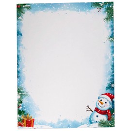 Happy Snowman Christmas Stationary Paper 8.5 x 11-60 Sheets Holiday Letter Paper