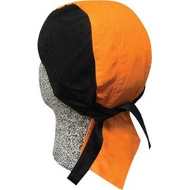 Capsmith Deluxe Black and Orange Headwrap Durag Doo Rag Headwear