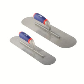 ATE Pro. Tools USA - 2 Piece Stainless Steel Pool Trowels with Soft Grip Handle | Includes 18" x 5" & 16" x 4" Finishing Trowels Set | Professional Round End Trowel | Masonry Hand Trowel