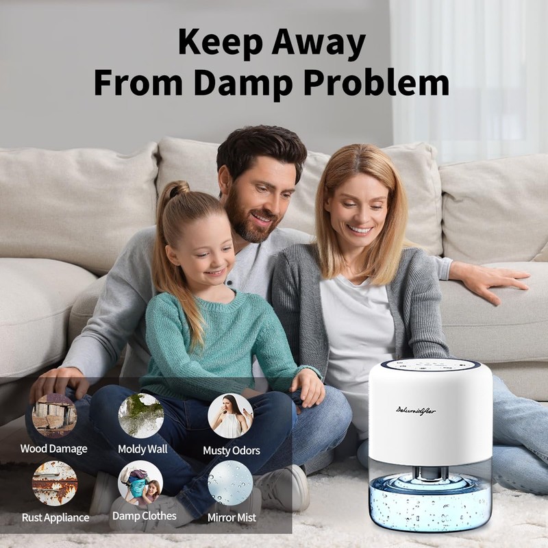 Windangel 44oz(1.3L) Small Dehumidifier for Home, Auto-Off Quiet Portable Dehumidifier