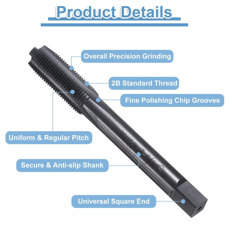 sourcing map Straight Flute Thread Tap, 1/8-27 NPS Nitride Coated