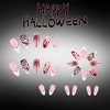 24Pcs White French Tip Halloween Press on Nails Short Almond