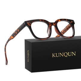 kunqun Blue Light Glasses for Woman Men - Stylish Computer Gaming Eyeglasses Anti Eyestrain & UV Glare Blue Light Blocking Glasses Tortoiseshell