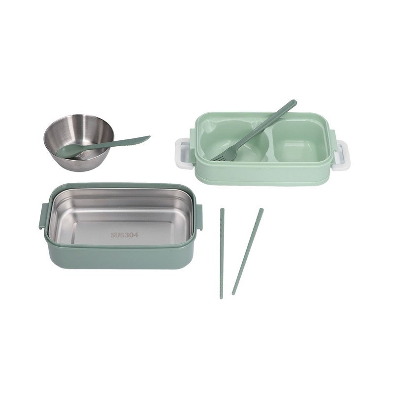 Lunch Box 2 Tier Stackable Container Folding Buckle Stainless Steel