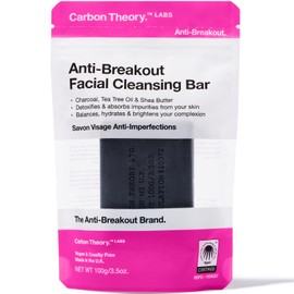 Carbon Theory Carbon Theory Charcoal Soap Face Cleanser for Acne Prone Skin - Activated Charcoal Face Wash Bar, Tea Tree Oil, Shea Butter Soap - Vegan Face Wash Acne Treatment, Charcoal and Tea Tree Soap Bar, 100g