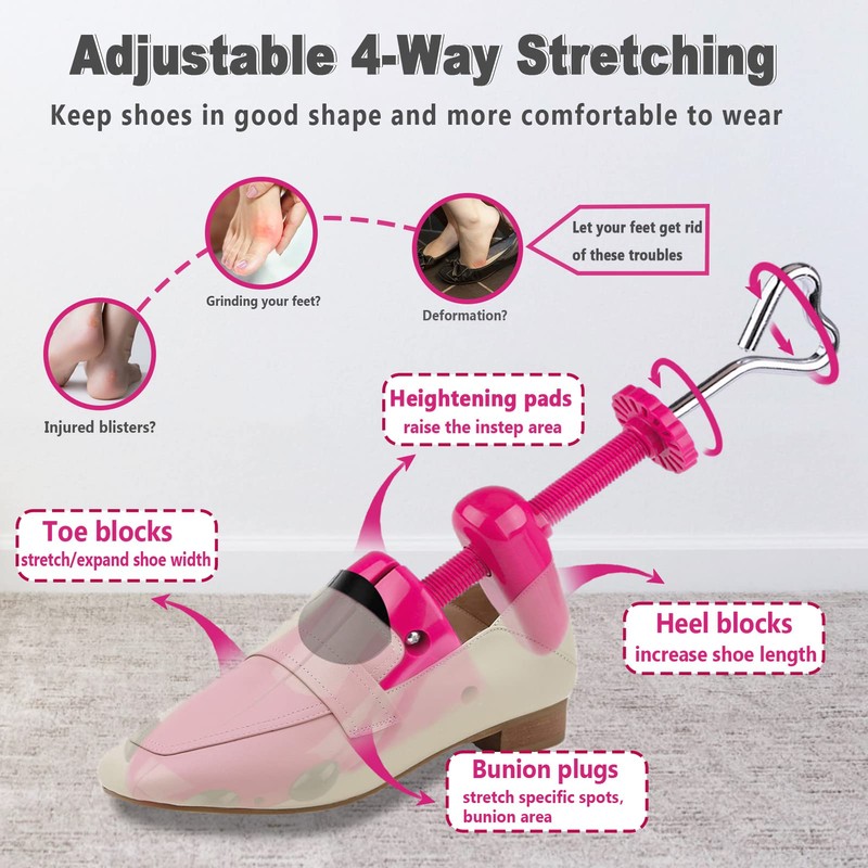 Fabulas Shoe Stretcher Women, 4-Way Adjustable Shoe Expander Widener Plastic