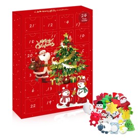 MORAINJAY Advent Calendar 2024 Christmas Box,Advent Calendar Box with 24 Pieces Mochi Squishies Toys,Christmas Cottage Mochi Countdown Calendar,24 Days Mochi Squishies Toys Gifts for Adults Kids