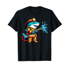 Shark Fireman on Firefighter Shark Kids Boys T-Shirt