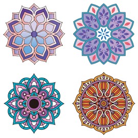 GORGECRAFT 8PCS 6.3 Inch Mandala Window Decals Static Flower of Life Glass Sliding Door Sticker Clings Waterproof Vinyl Film Spring Bedroom Bathroom Decals for Prevent Birds Dogs Pets Strikes