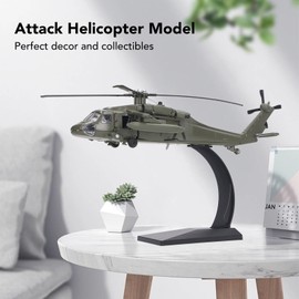 banapoy Modelo de Helicóptero de Ataque Fundido a Presión, Modelo de Helicóptero Apache de Largo AH-64 1:64, Modelo de Helicóptero Armado de Aleación con Luz y Sonido (Tipo 2)