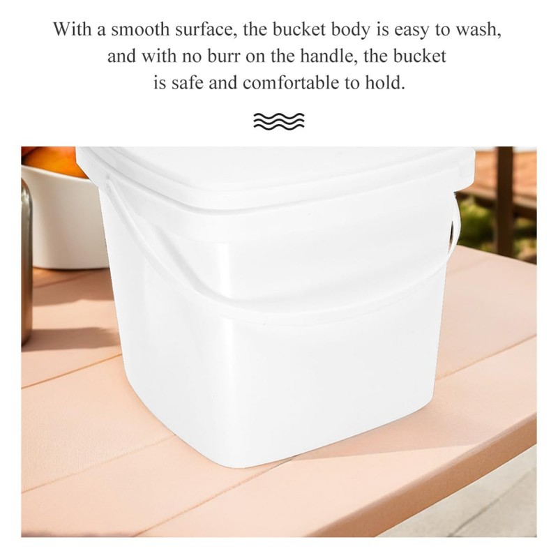 Plastic Bucket with Handle and Lid Reusable Water Bucket Container
