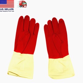 Unbranded Large Rubber Cleaning Gloves Kitchen Dishwashing Waterproof With Textured Grip
