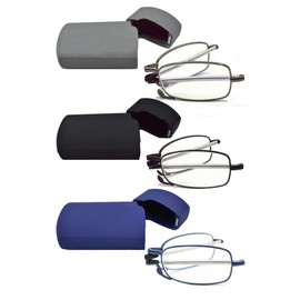 sevenplus 3 Pack Reading Glasses Blue Light Blocking, Anti UV Glare, Foldable Computer Spring Hinge Readers for Women Man 6.00X