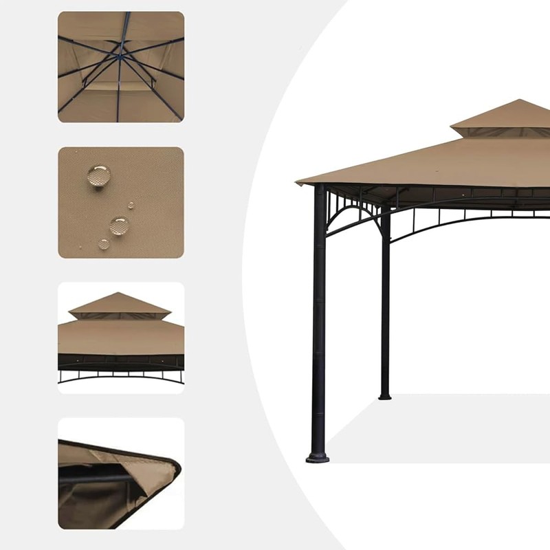 Gazebo Replacement Canopy Roof,Outdoor Grill Shelter Canopy Top Double Tiered