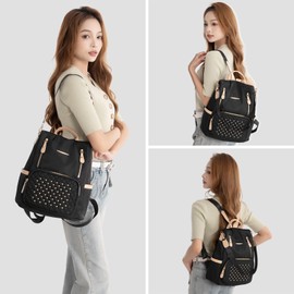 NaOHshp Small Backpack Purse for Women, Ladies Anti Theft Backpack Purse with Rivets Pattern, Convertible Shoulder Bag, Slightly Waterproof & Lightweight, Maximum Capacity up to 11'' Tablet