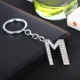 BESPMOSP A-Z Letter Keychain Keyring Crystal Shiny Family Best Friend Jewellery (M)