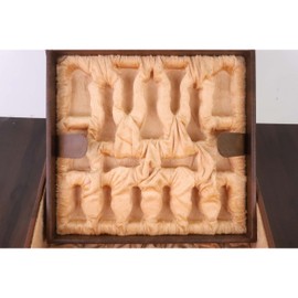Royal Chess Mall - Tan Brown Leatherette Coffer Storage Box for Chess Pieces - 3.5" to 4.1" Chessmen -with Tray
