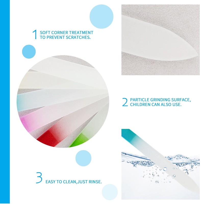 6 Pieces Glass Nail File with Case Professional Crystal Nail