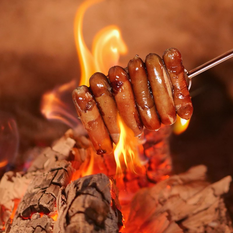 RAOMEIDE 32" Heavy Duty Hot Dog Roasting Sticks for Campfire,