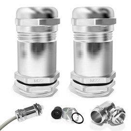 PROCET M22 long style Stainless Steel Waterproof Cable Gland-Waterproof Nylon Strain Relief adjustable 8mm, stainless steel cable gland waterproof 1pice and Non-Metallic Cable Connectors 1pice(8mm)