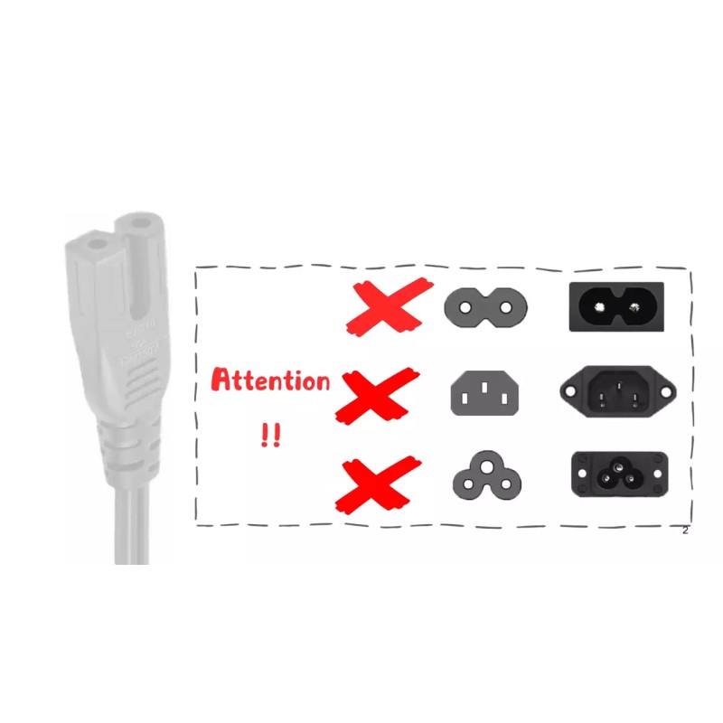 Unbranded Polarized Power Cord, 2 Prong, Universal, 5Ft, Black