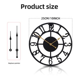 Jassurance Wall Clock Battery Operated,Silent Non Ticking Modern Rustic Metal Small Clocks for Living Room/Bedroom/Office/Kitchen/Farmhouse Home Decor-10IN(Arabic Number-Black)