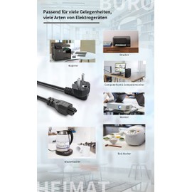 CYD 3 Pin Power Cord Power Supply European Plug Mickey Mous C5 Clover Leaf Cable Power Cord for Laptop Power Supply Charger Acer HP Compaq Toshiba Delta Asus Lenovo Electrical Appliances 3.9 Feet