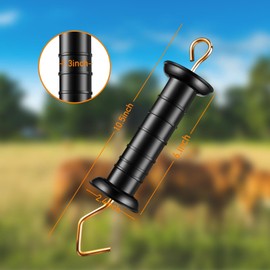 Therwen 18 Pcs Plastic Fence Gate Handle with Insulators Insulated Fence Plastic Gate Handle with Spring Heavy Duty Fence Insulators, Black