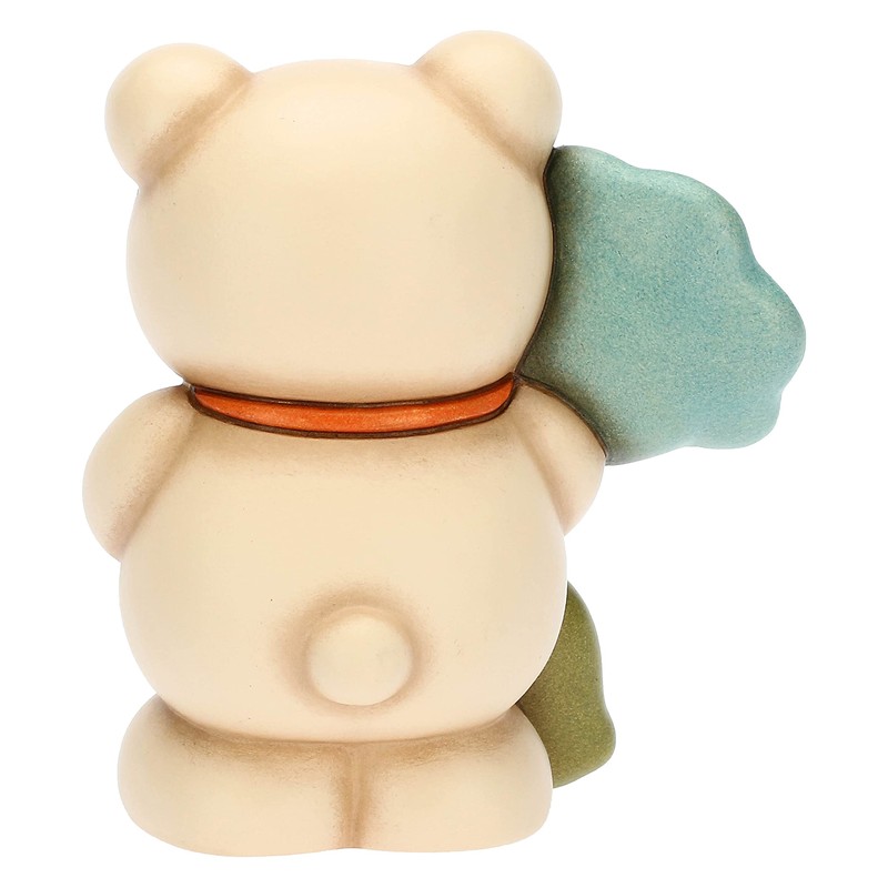 THUN, Decorative Teddy Spring 2023 Figurine with Ceramic Bellflower, Hand-Decorated,