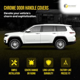Trim Illusion Snap On Chrome Car Door Handle Cover Trim Compatible with Jeep Grand Cherokee L 2021-2024 Works Over Keyless Sensors, DH328