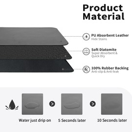 HotLive Dish Drying Mat for Kitchen Counter, Heat Resistant Drainer Mats with Non-slip Rubber Backed, Hide Stain Kitchen Super Absorbent Draining Mat, Easy to Clean Dish Rack Pad, Dark Grey 16"x18"