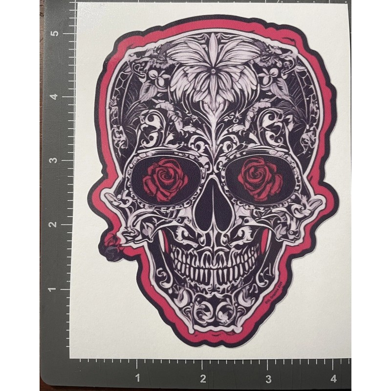 EGL Graphics Rose Eyes Floral Skull Car Bumper Window Locker