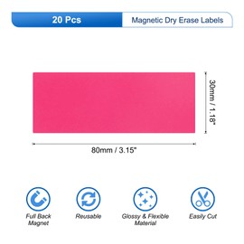 MECCANIXITY 20 Pcs Dry Erase Magnetic Labels Colorful Strips 3.1" x 1.2" Writable Rose Red Name Tags Sticker for Craft Whiteboard Fridge Locker Home Office Classroom