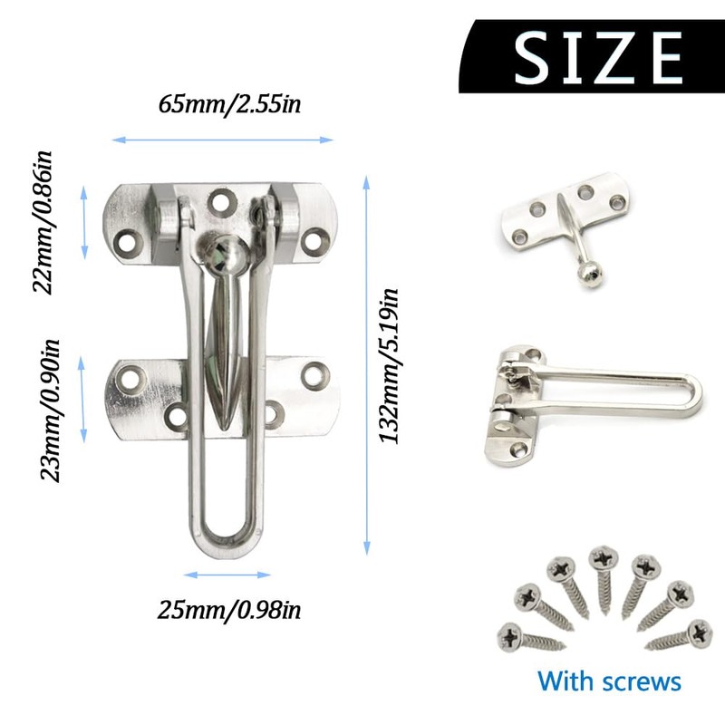 Ruidee 2Pcs Swing Bar Lock Front Door Locks Alloy Automatic