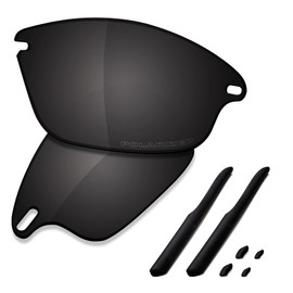 Saucer Premium Replacement Lenses for Oakley Fast Jacket OO9097 Sunglasses, High Defense - Carbon Black Polarised
