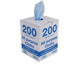 Abbey 200 All Purpose Cleaning Cloths in Portable Box Dispenser – Semi Disposable Cleaning Cloths to Clean Surfaces, Bathroom, Windows, Dishes – Kitchen Cloths 37x22cm –J Cloths Blue