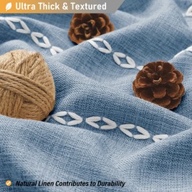 BTTN Stall Shower Curtain - 60x72 Narrow Boho Farmhouse Linen Vintage Striped Fabric Shower Curtain Set with 10 Hooks, Bohemian Cottage Decorative Heavy Duty Cloth Shower Curtains for Bathroom - Blue