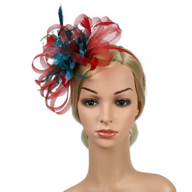 Fascinator Hat Women's Girls Hat Bibi Accessories Hair Mesh Hat Wedding Elegant Voile Headband Clip Headband Bridal Church Hat Party Cocktail Royal Ascot Hat Women Girls Hat Fascinator Headpiece, Red