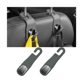 Zpana Car Headrest Hooks, 2PCS Leather Vehicle Seat Hangers for Handbag Coat Umbrellas, Multifunctional Automotive Hanging Storage Organizer Accessories, Universal for SUV, Sedan, Truck (Dark Gray)