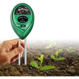 Medidor de humedad del suelo, medidor de PH del suelo 3 en 1 con prueba de humedad, luz y PH para la prueba de PH ácido, humedad y luz solar para la horticultura y la agricultura (Verde)
