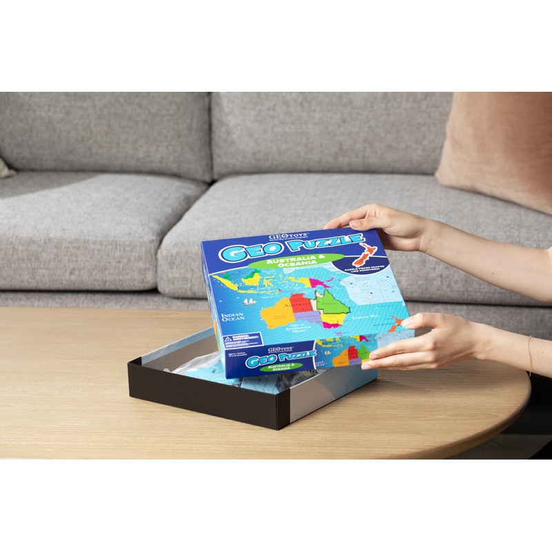 GeoToys GeoPuzzle, Australia & Oceania Shaped Jigsaw Puzzles, 70 Pc