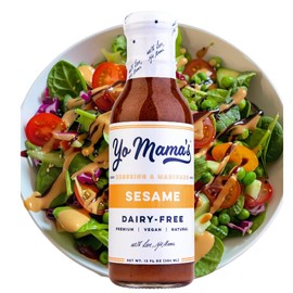 Yo Mama's Foods Gourmet Natural Asian Sesame Dressing and Marinade - Pack of (1) - Large Bottles, Low Carb, Low Sodium, and Vegan!