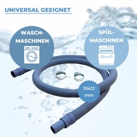 Lichtblau Drain Hose Extension I 3 m I Washing Machine Dishwasher I Complete Set Including Hose Clamps I Water Drain Hose Universal Usable Manufacturer Independent