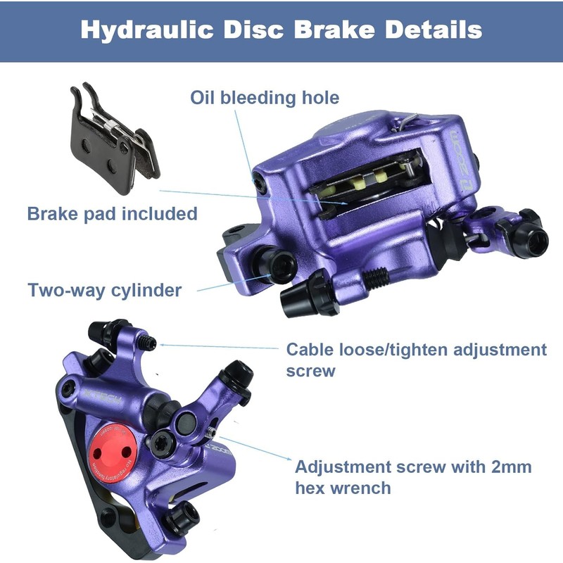 Mgoodoo MTB Hydraulic Disc Brake Set, Bicycle Disc Brake Sets