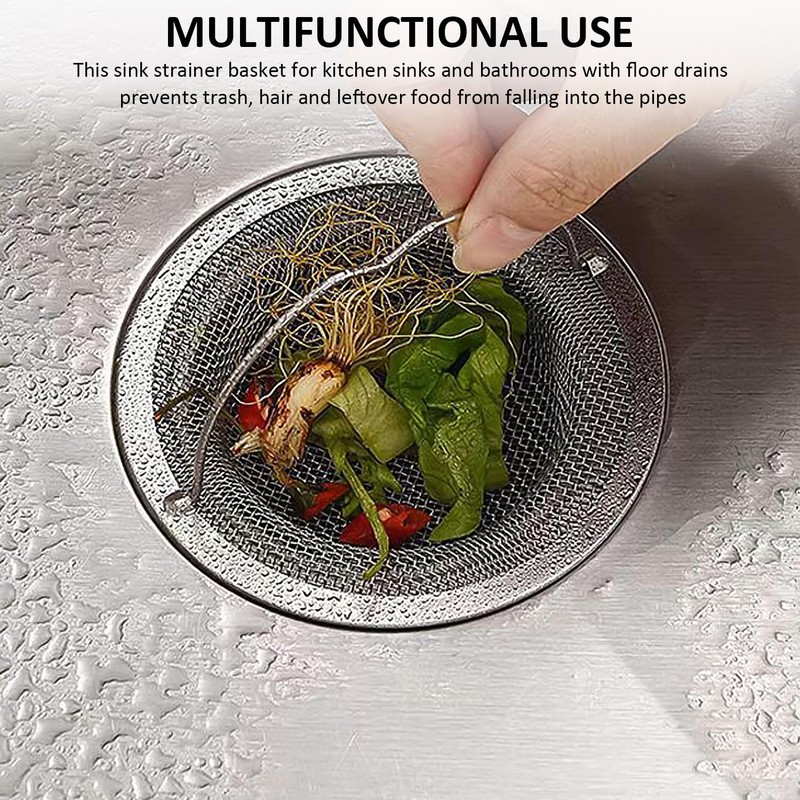 Pack of 3 Sink Strainer with Handle, 1 Piece Brush,