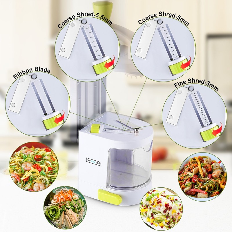 Spiralizer Vegetable Slicer (4-in-1 Rotating Blades) Heavy Duty Veggie Spiralizer