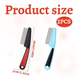 Dandruff Comb,2 PCS Stainless Steel Fine Tooth Comb,Professional Scalp Care Tool for Psoriasis Dandruff Removal Grooming Tool for Pet Supplies Dog Cat Flea Removal(Red,Blue)