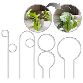LOOPSEED Small Metal Trellis for Indoor Plants Metal Plant Stake for Climbing House Plants Plant Support for Potted Plants Orchids, Monstera, Pothos, Ivy, Hoya, Philodendron Set of 4 (Simply Silver)