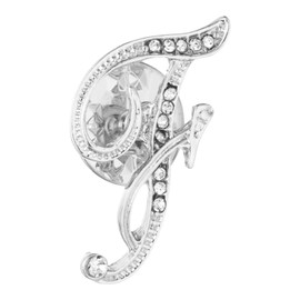 PATIKIL Rhinestone Letter Lapel Pins, Initial Alphabet Collar Pins Letter Brooch Pins for Women Men Shirt Dress Suits Coat Collar, Silver Tone, Letter F