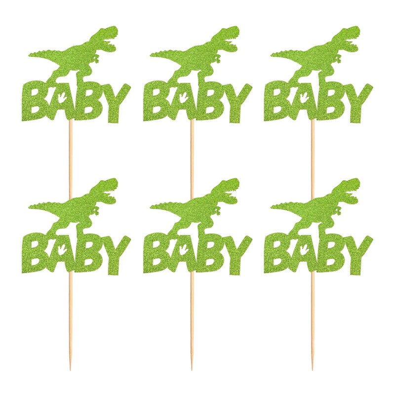 Ercadio - Paquete de 24 adornos de dinosaurios para cupcakes